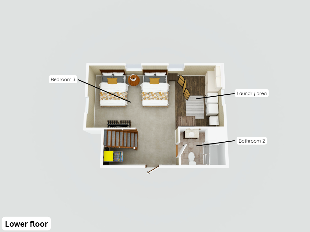 3D Floor plan of the basement/lower floor