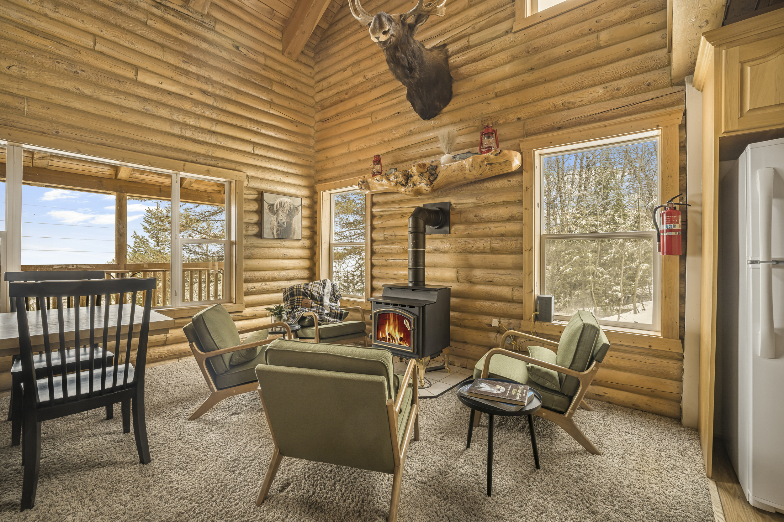 Fireplace lounge area