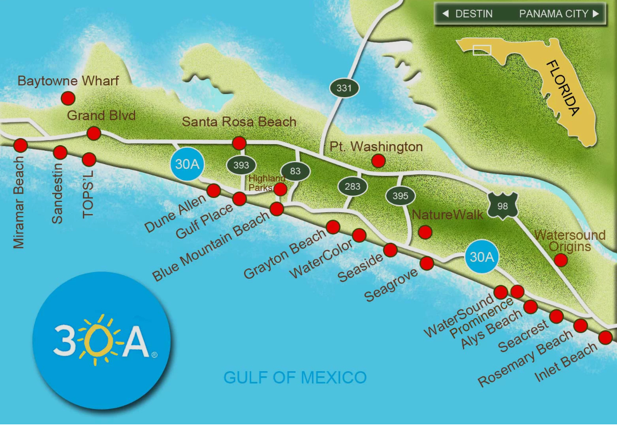 Seagrove is right in the middle of 30A 