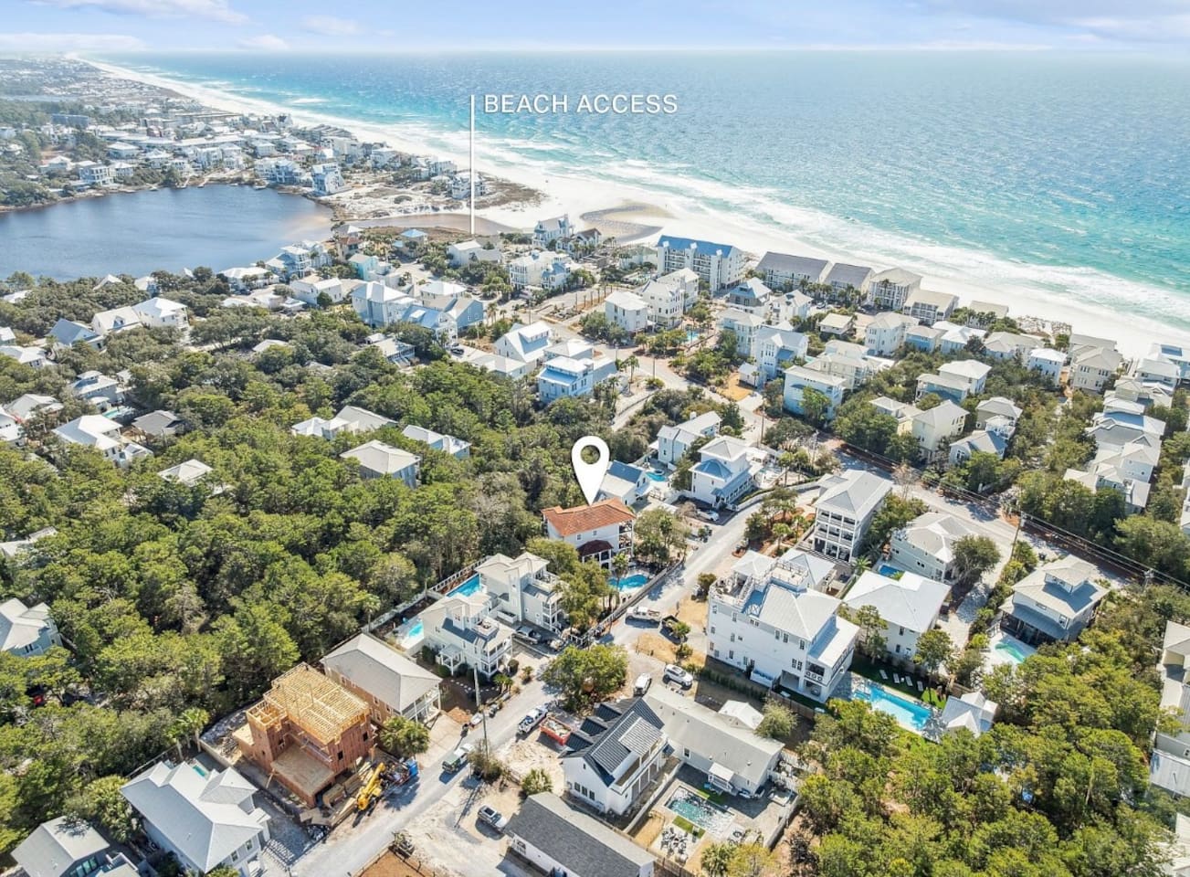 There are 2 beach accesses in our neighborhood. 1)  Eastern Lake access = must walk through the Eastern Lake outfall (can be ankle deep or waste deep) It's a beautiful open beach with space for children to play in the lake on red flag days!