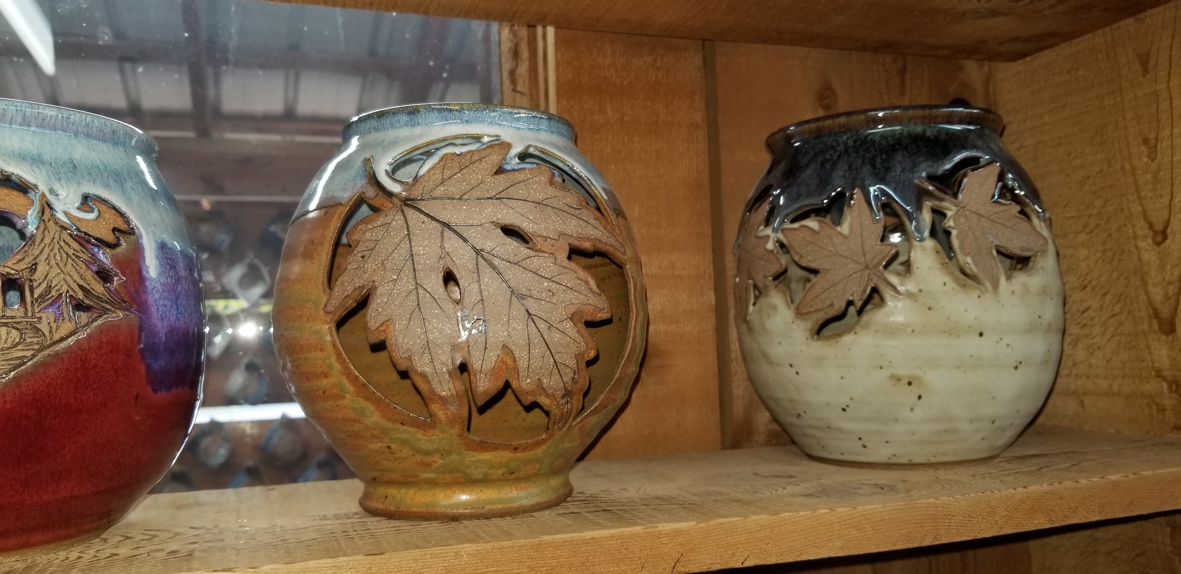 alewine pottery maple leaf vases