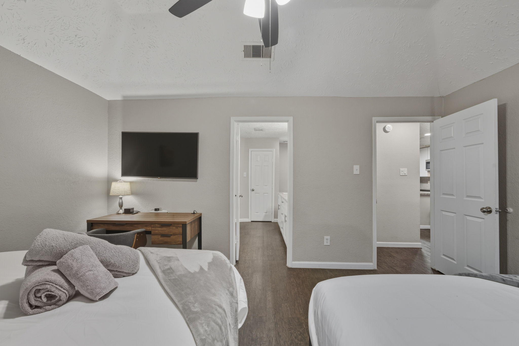 Perfect for families or business travelers — 2 queens + work desk.