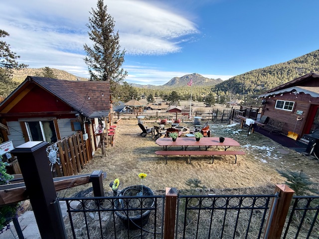 Gather for meals or morning coffee surrounded by fresh air and open mountain views.