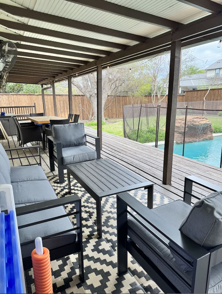 The patio furniture was just replaced with this new set at the beginning of April!