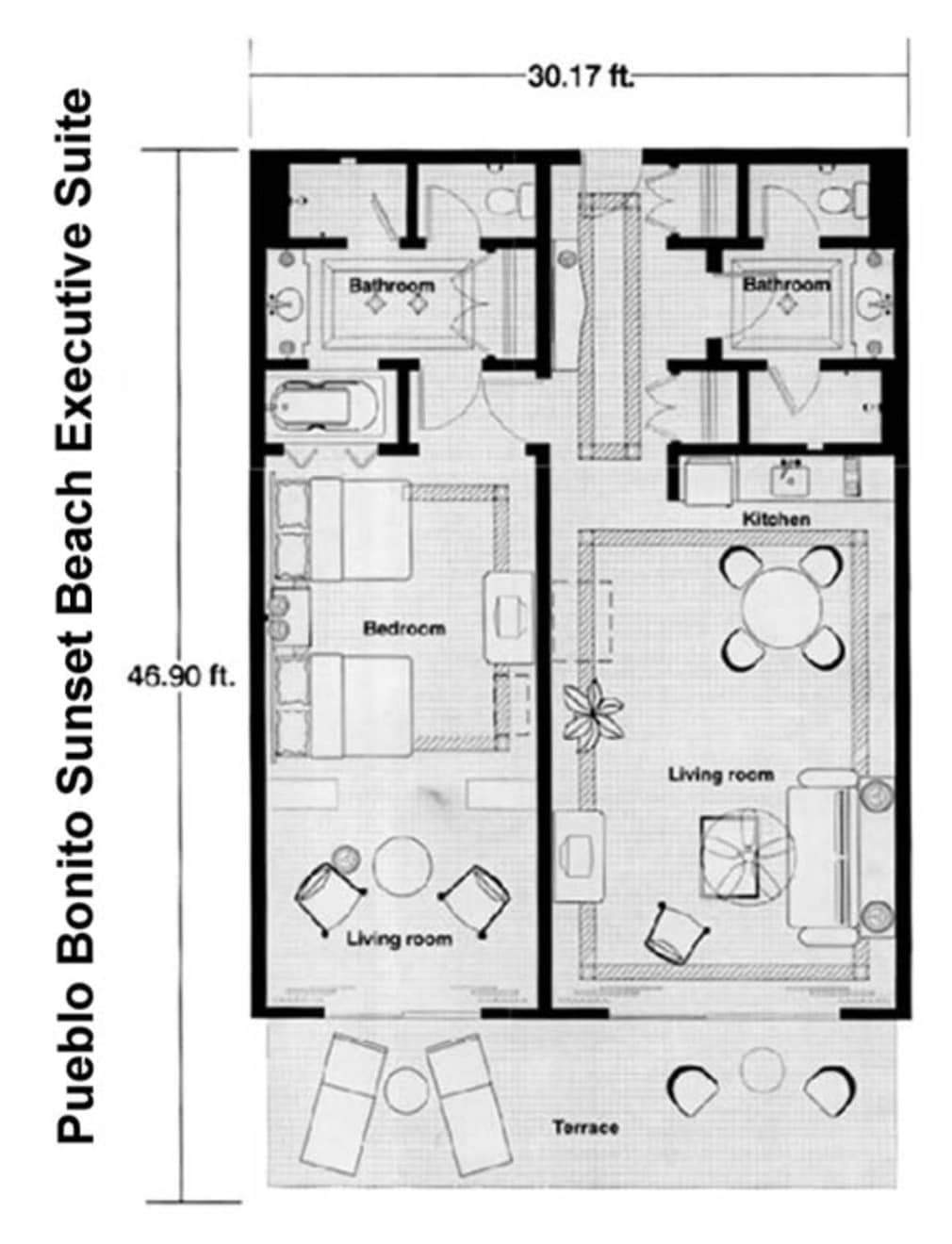 Owner Executive Suite Floorplan at the Sunset Beach, Vacation Travel Exclusives