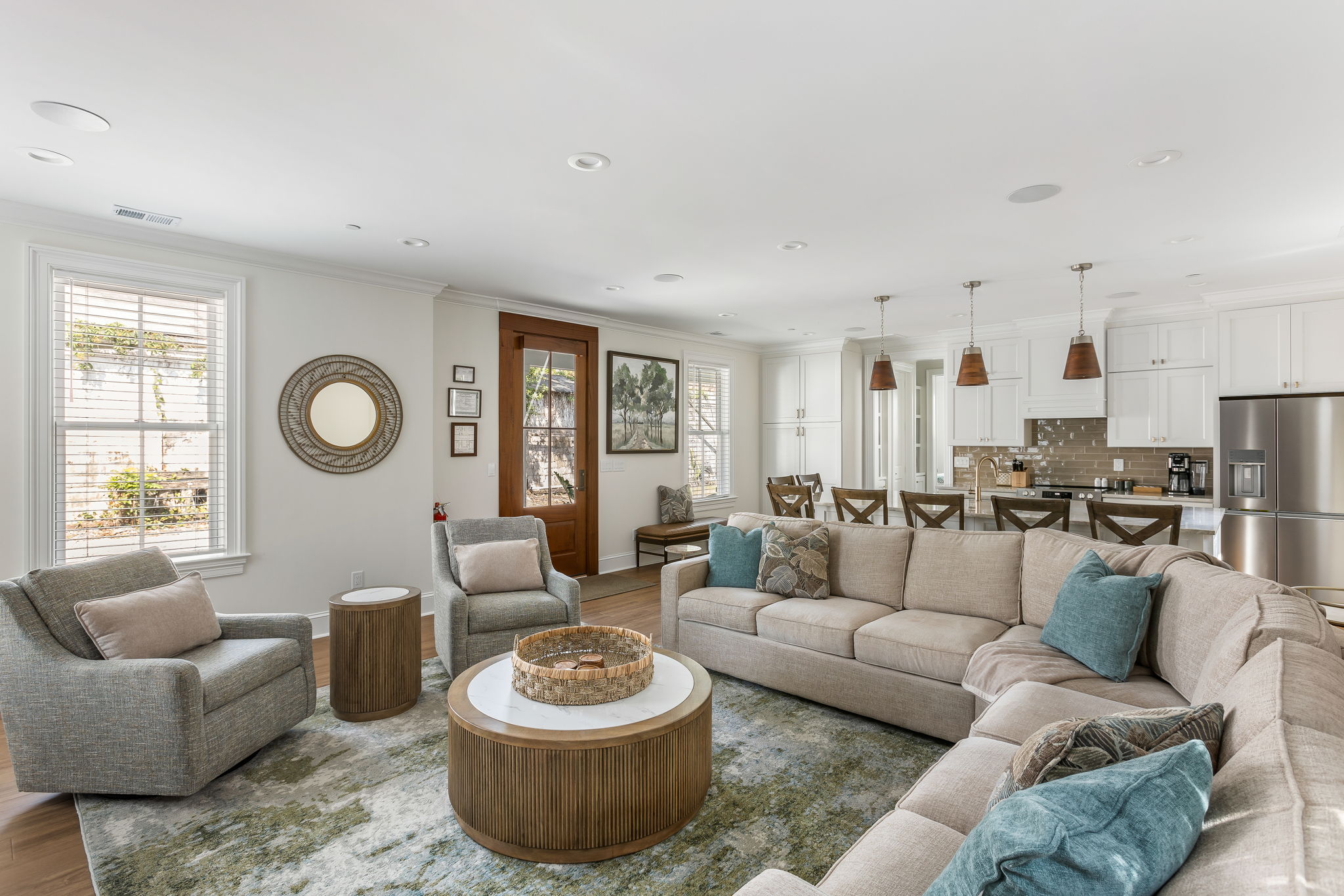 Open concept living space with seating for up to 16