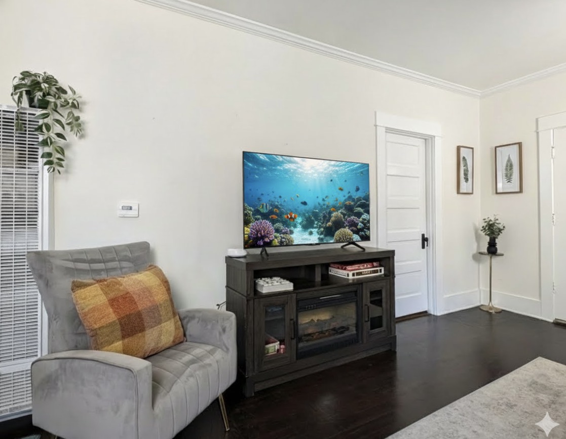 Cozy living room featuring comfortable seating and a Smart TV.