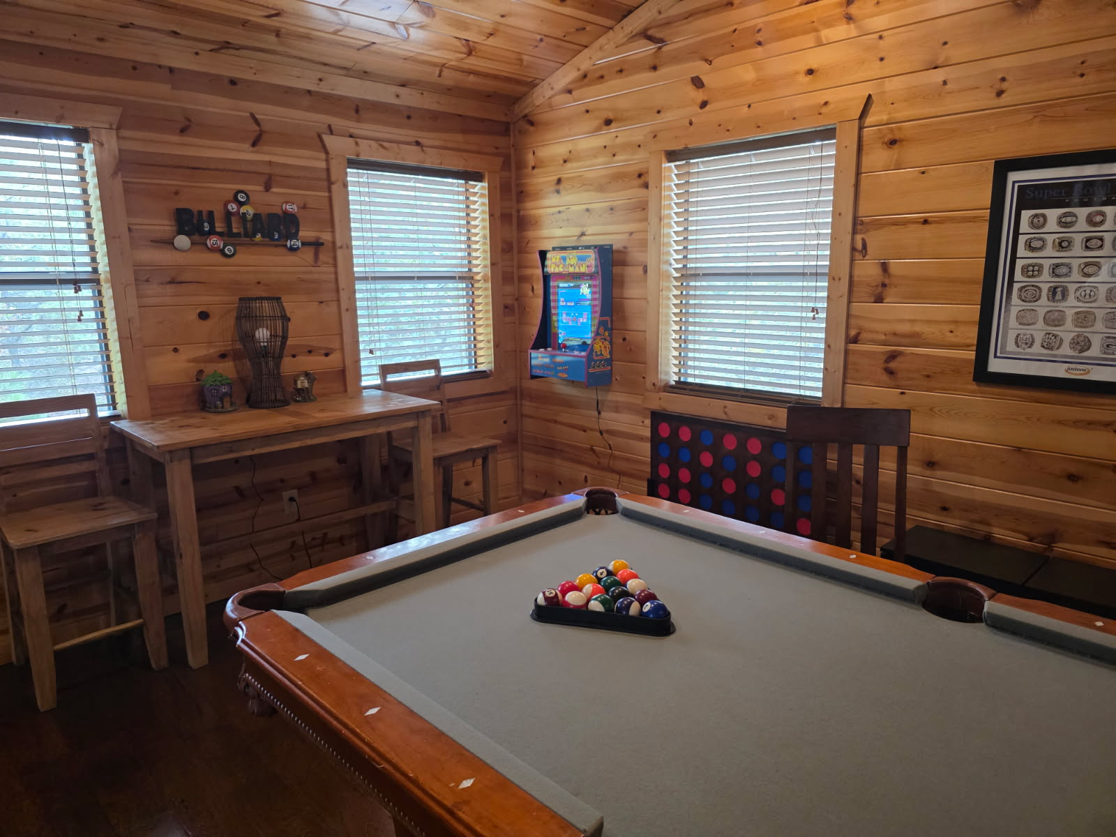 Cozy writing nook with charming cabin décor touches
