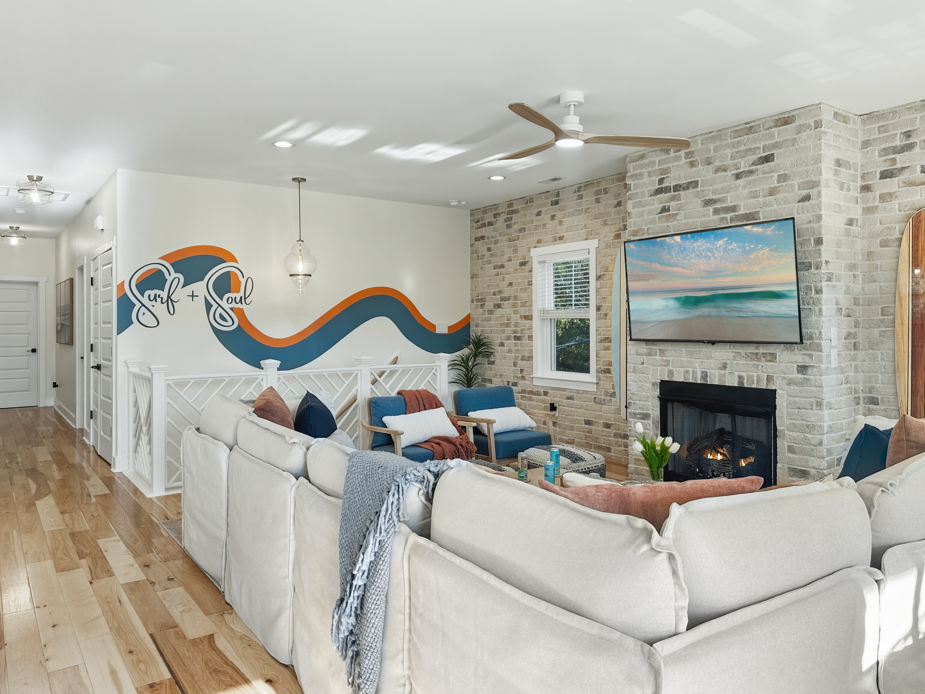 Or lounge on the cozy living room sectional.