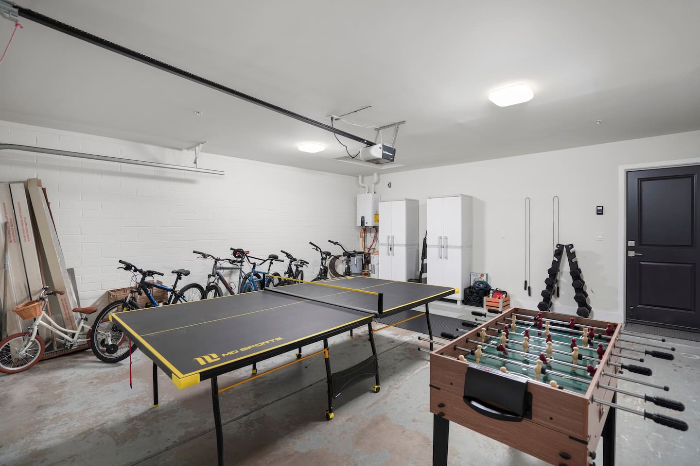 Bikes, Ping Pong, Foosball, Mini pool table, dumbbells, jump ropes ... we may have had too much fun at the store!