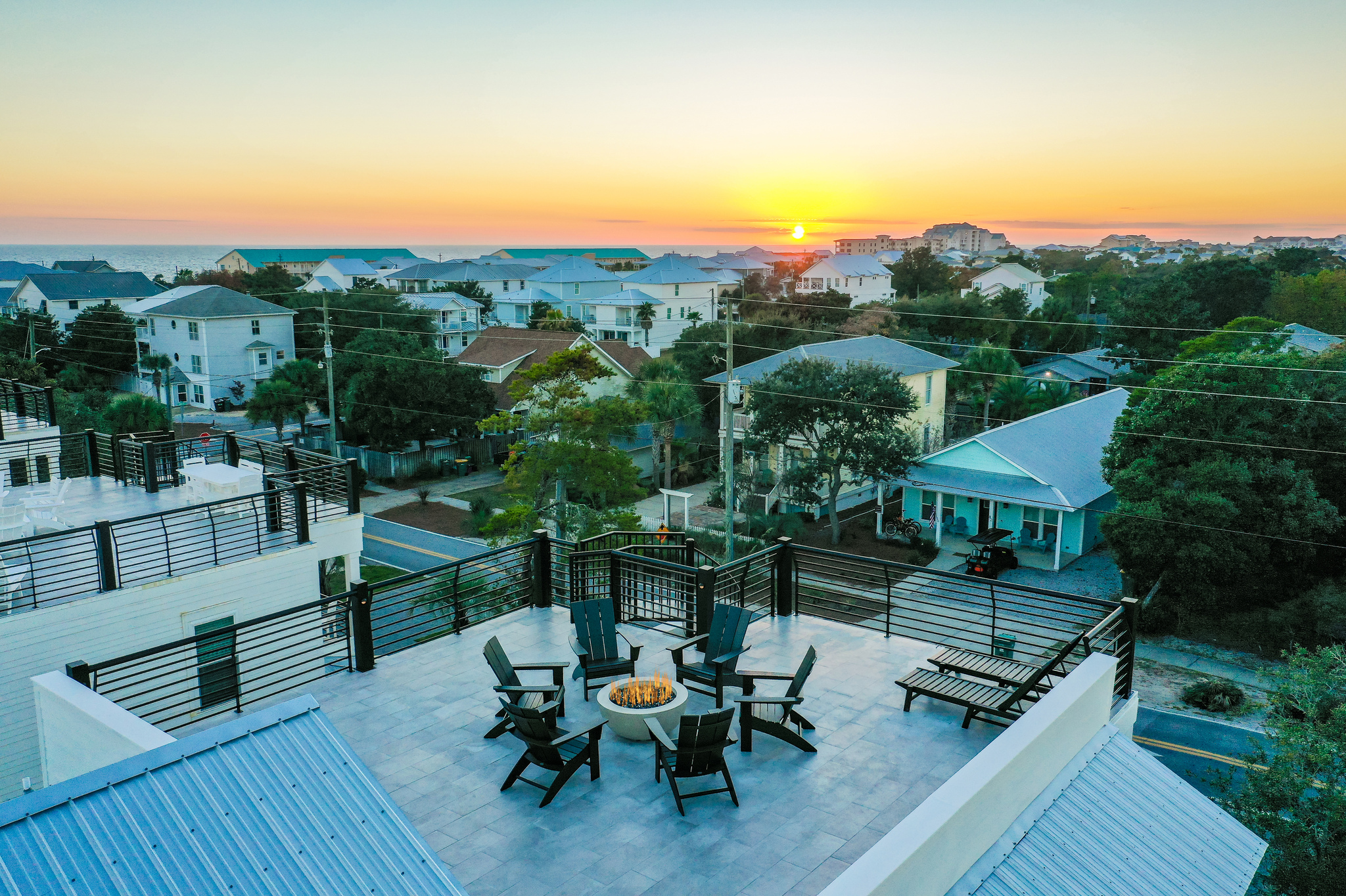 Stunning sunset view on the 4th-floor rooftop.