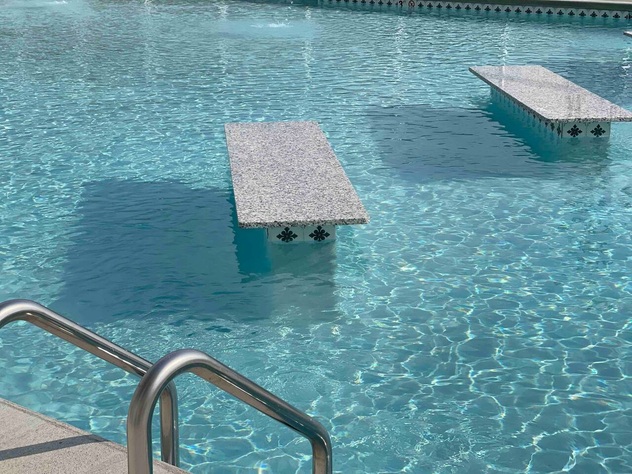 Crystal blue waters with table tops