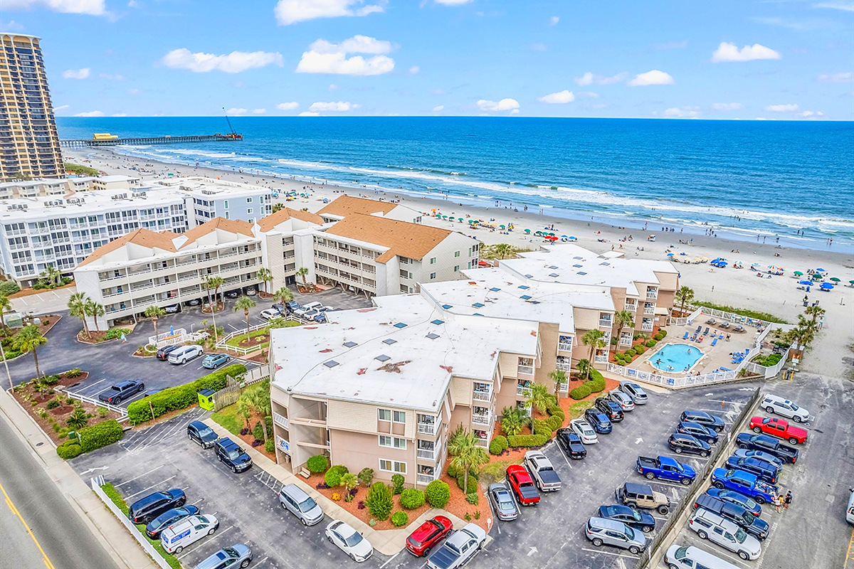 Aerial View – A Place at the Beach, pool and ocean