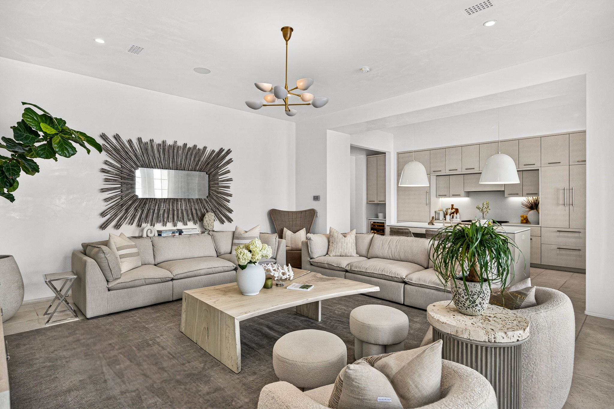 The oversized living area is perfect for relaxing after a long day in the sun on the beach. Everyone can spread out and relax while dinner is prepared in the kitchen.
