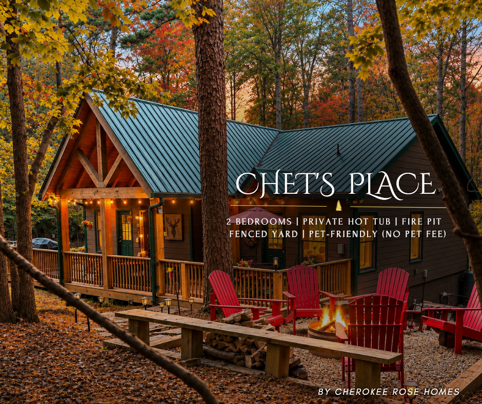 Chet's Place offers breathtaking mountain views, a spacious deck, a cozy fireplace, and everything you need to settle in after a day exploring North Georgia.