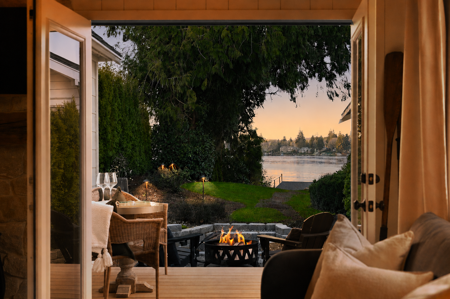 Evenings at Little Leaf are pure magic—crackling fire, soft lake breezes, and front-row seats to sunsetscapes over the water. Enjoy lakefront tranquility, and the kind of escape you’ll wish lasted longer. 
