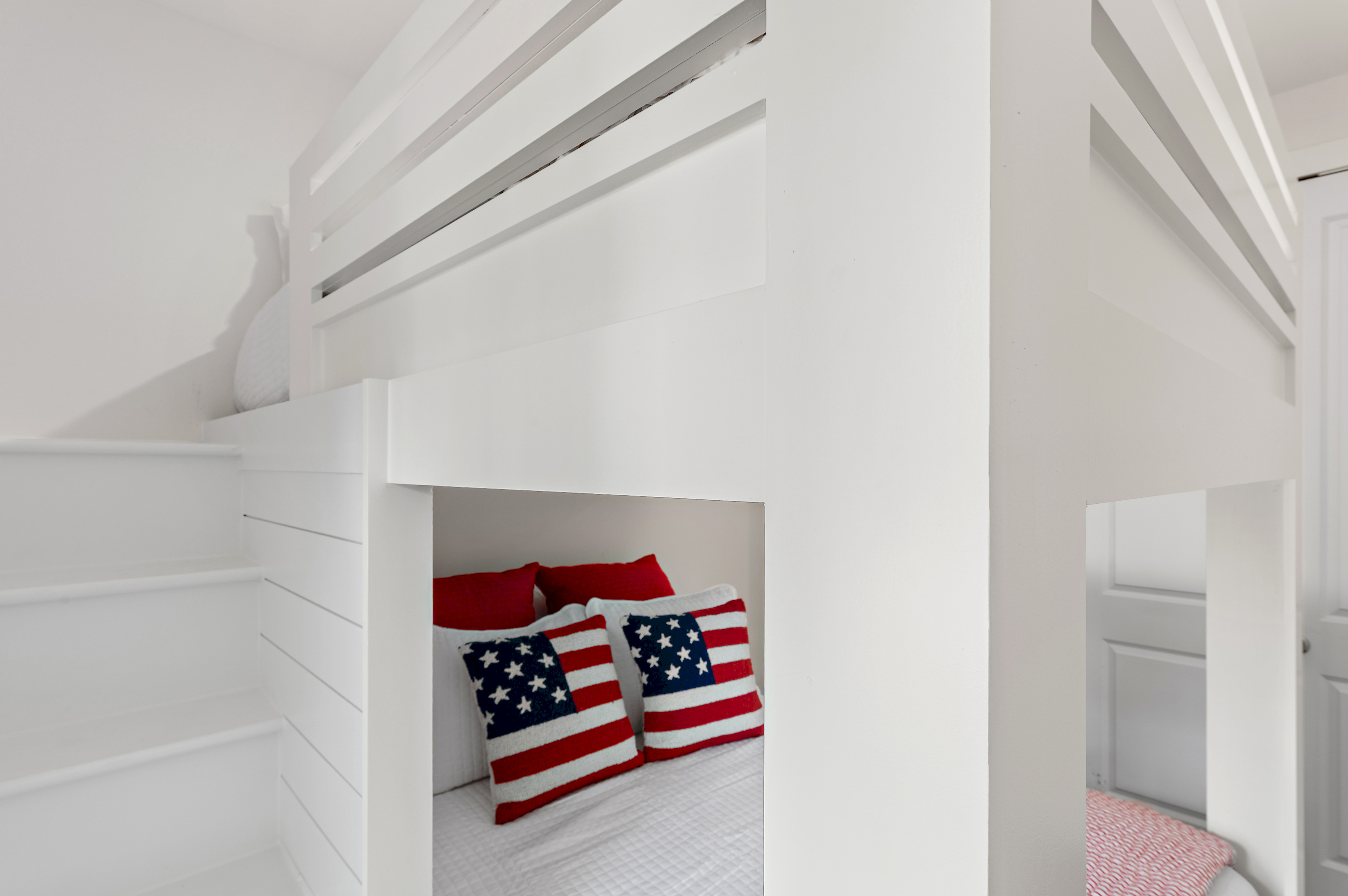 The custom bunk comes with stairs so the top bunk is easy to access