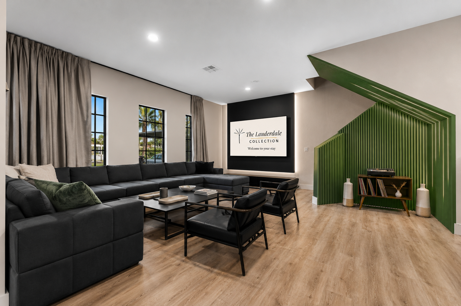 🏡 Bright, open, and stylish — perfect for relaxing to a movie or listening to a vinyl on the record player