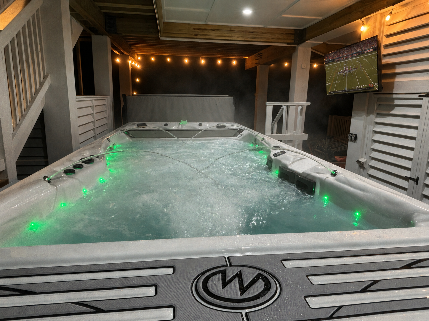 Enjoy hours of fun and relaxation in your dual zone swim spa! Swim in the endless current in the heated pool or relax and watch tv in the hydrotherapy hot tub.