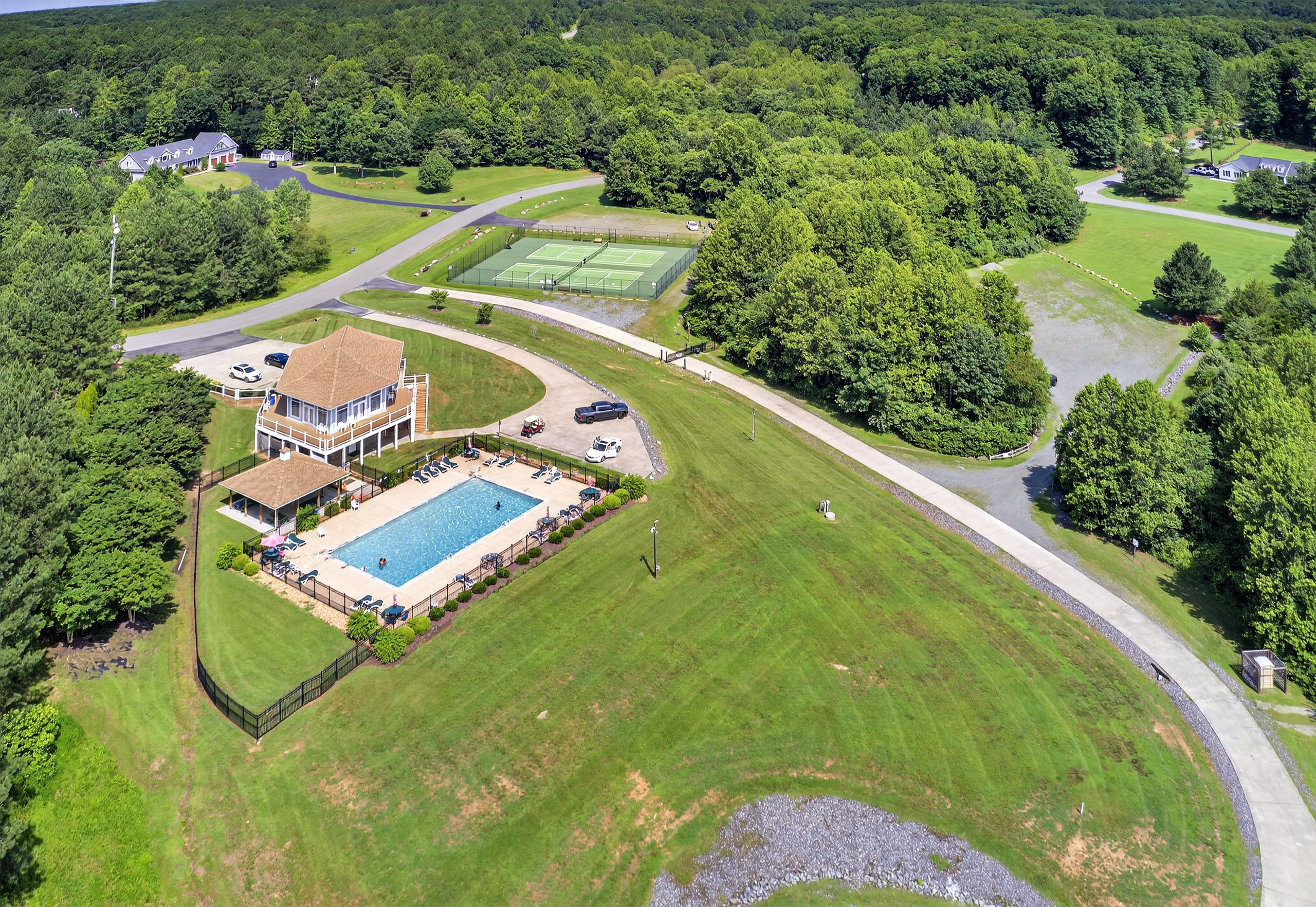 Enjoy a relaxing swim in the community’s saltwater pool, then head to the nearby court for a round of tennis, pickleball, or basketball.