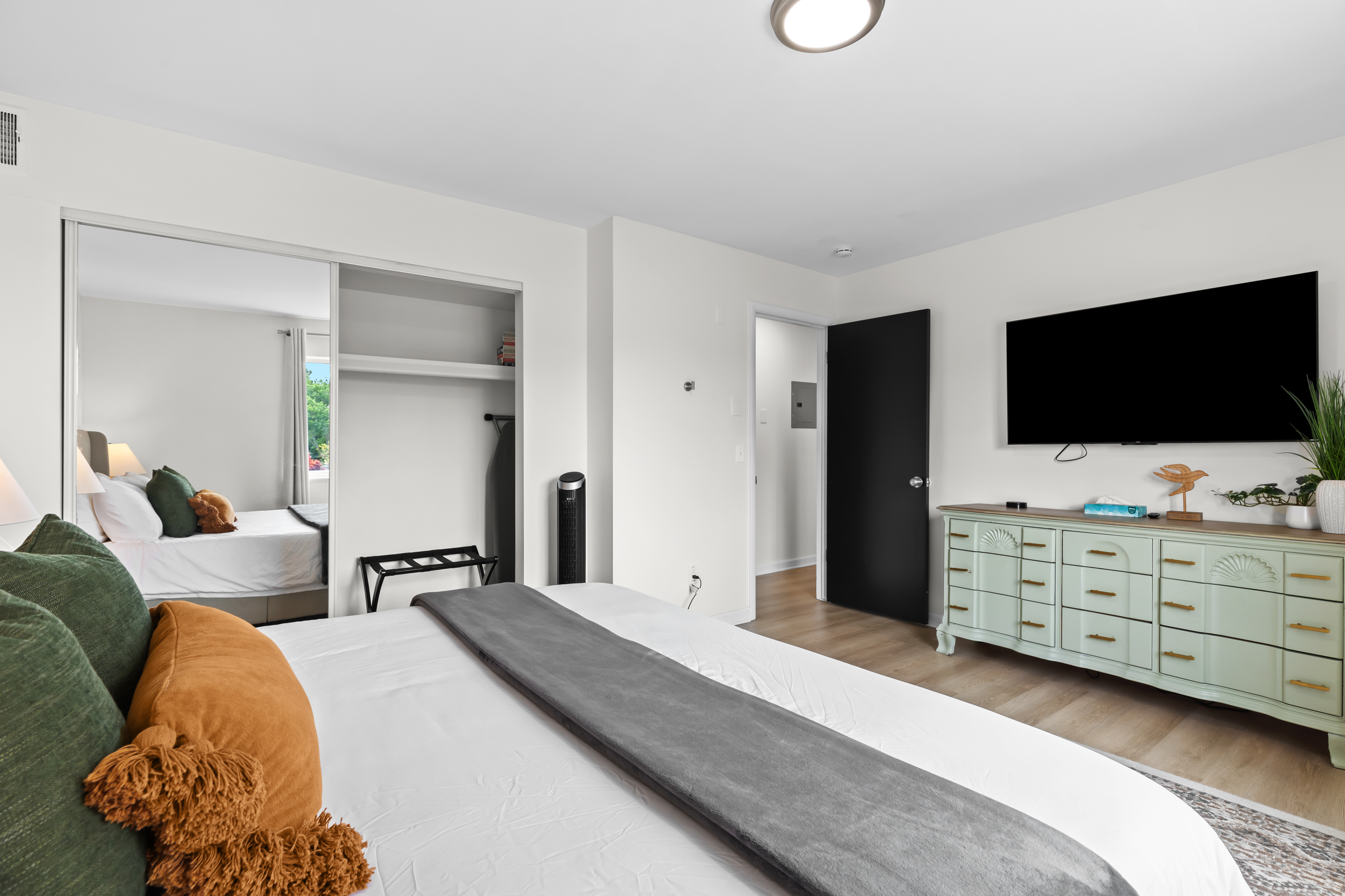 Comfortable sleeping space with TV and direct access to the main living area.