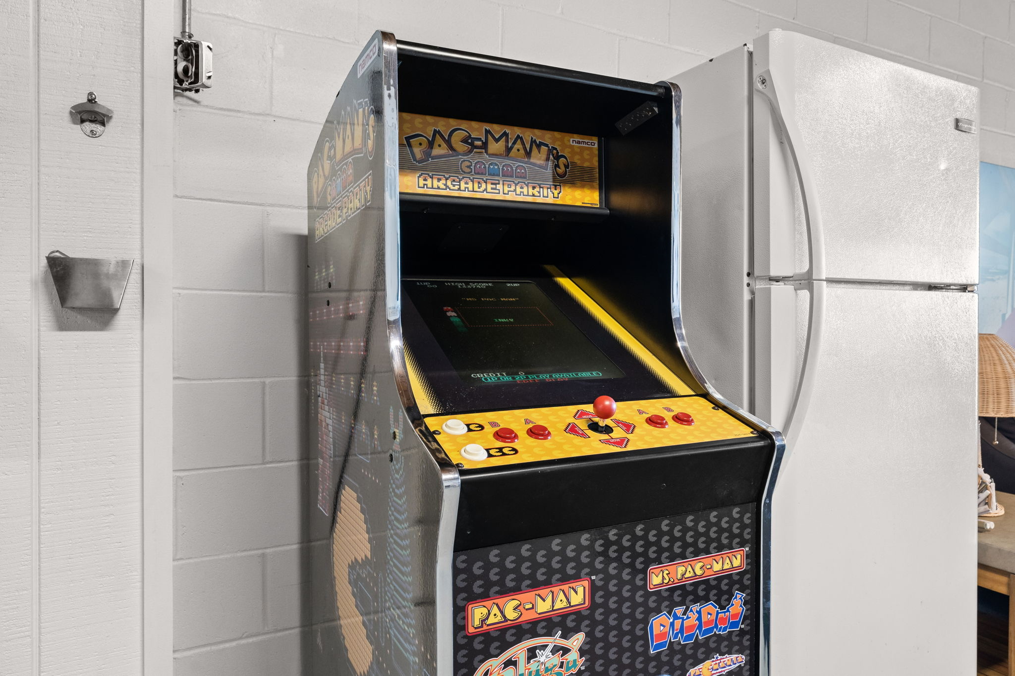 Side A: Whether you're cooling off after a day at the beach or settling a "house champion" debate, this fully equipped entertainment hub is designed for making memories.