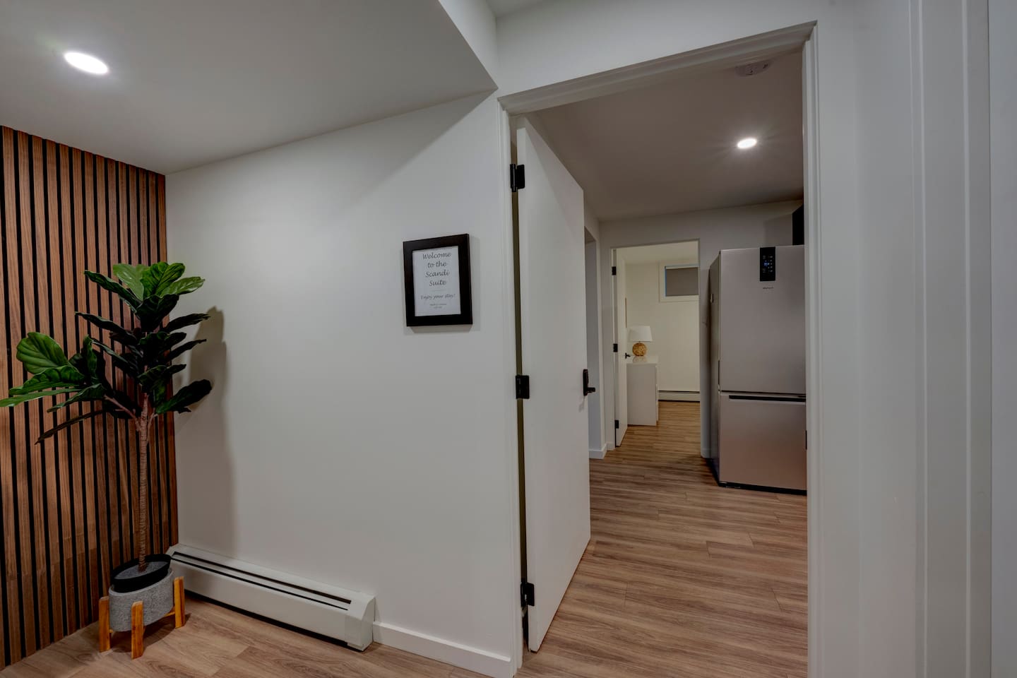 Private suite entrance with secure keyless access. 