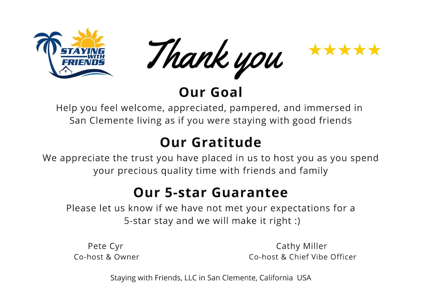 Our 5-star promise to you :)