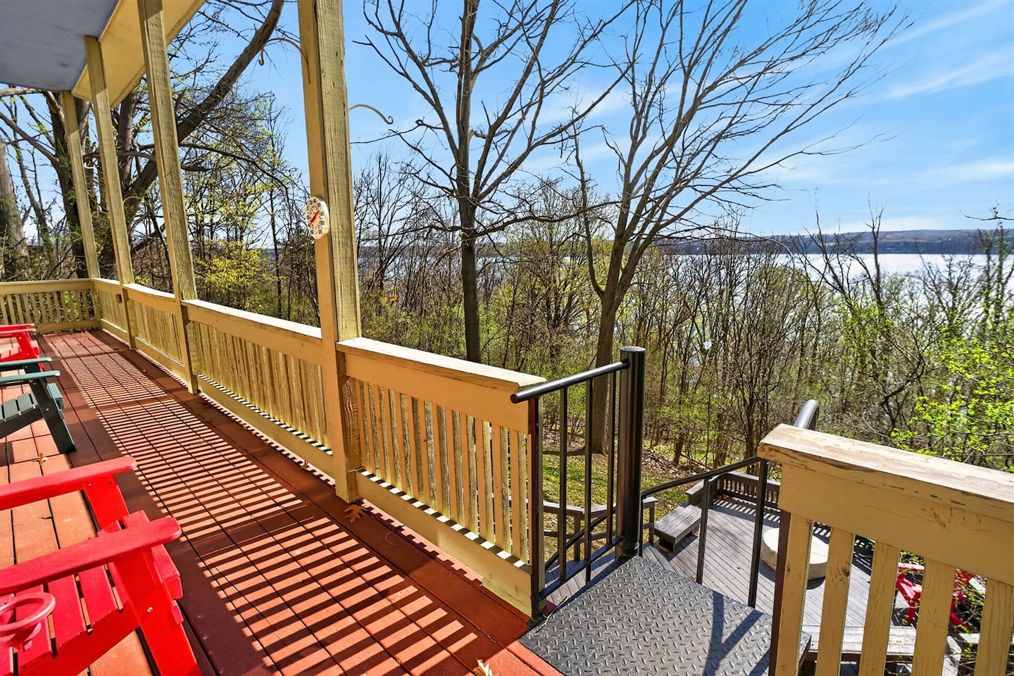 spiral stairs and lake view