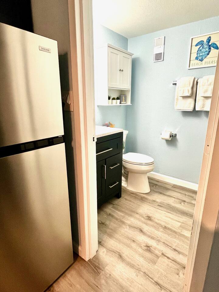 Updated bathroom and new flooring throughout. 