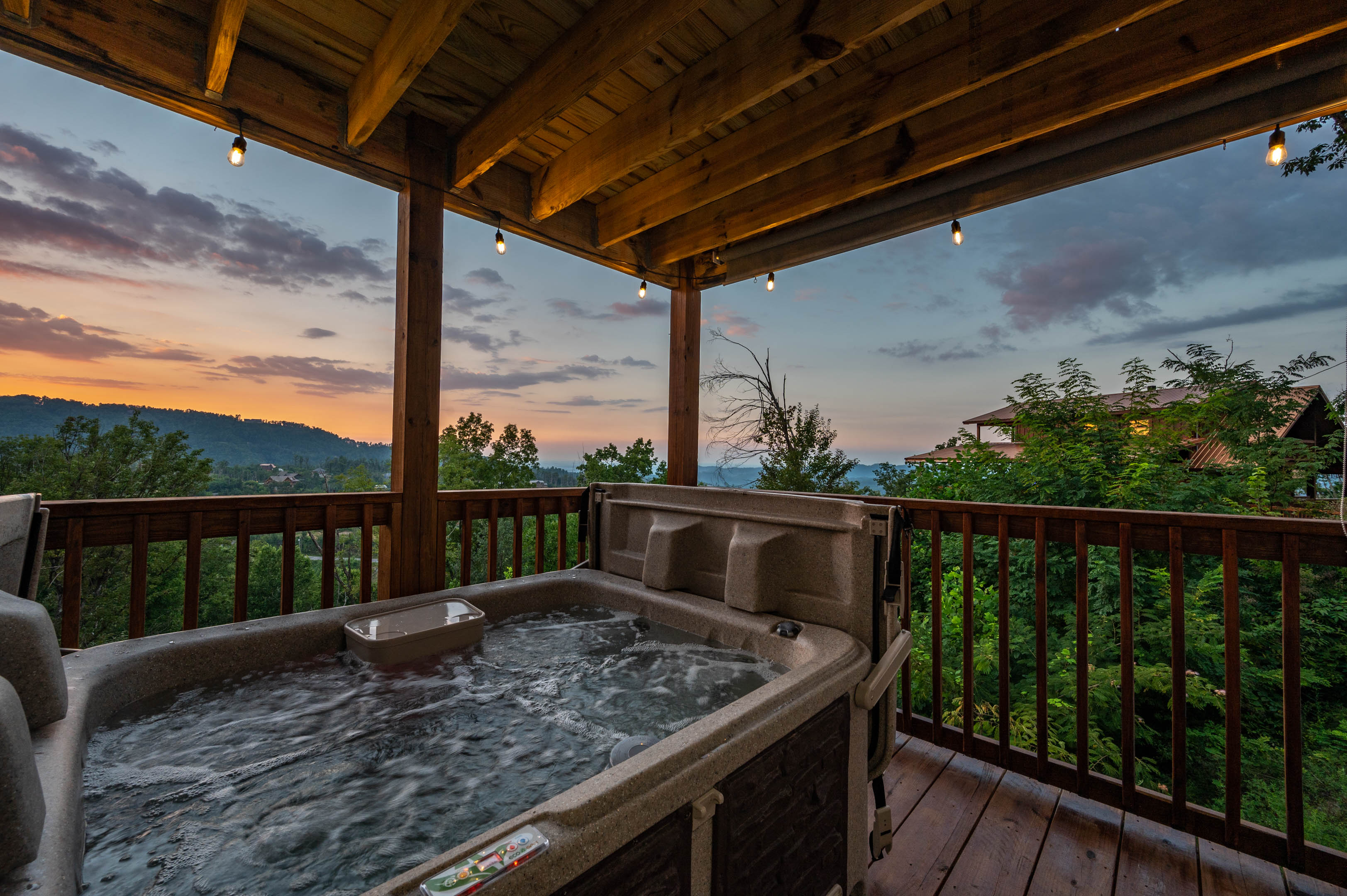 Hot tub at sunset