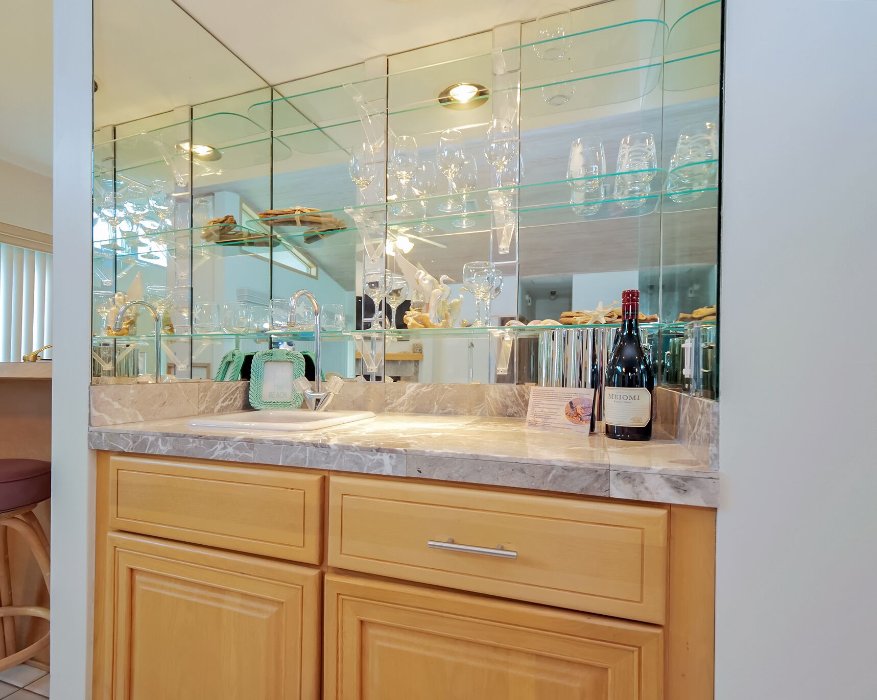 Wet bar in large family room