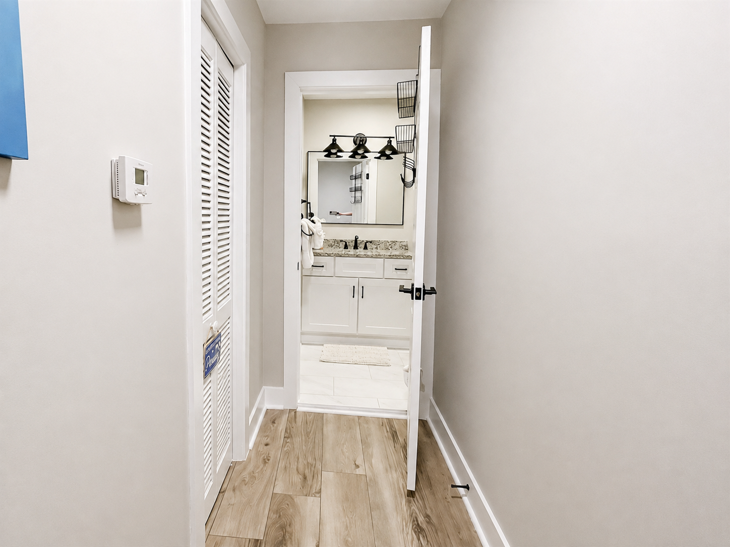 Hall to full bath, separate entry, not inside a bedroom