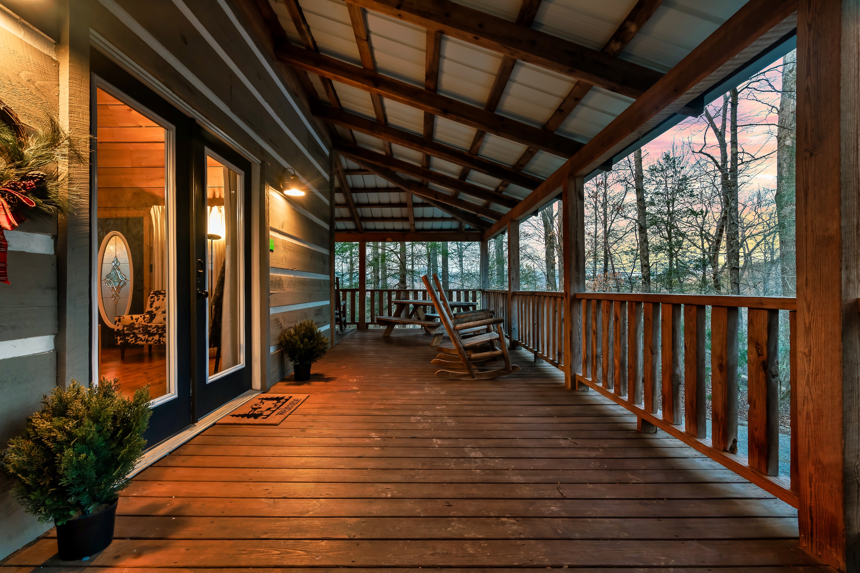 Morning coffee spot with a forest view