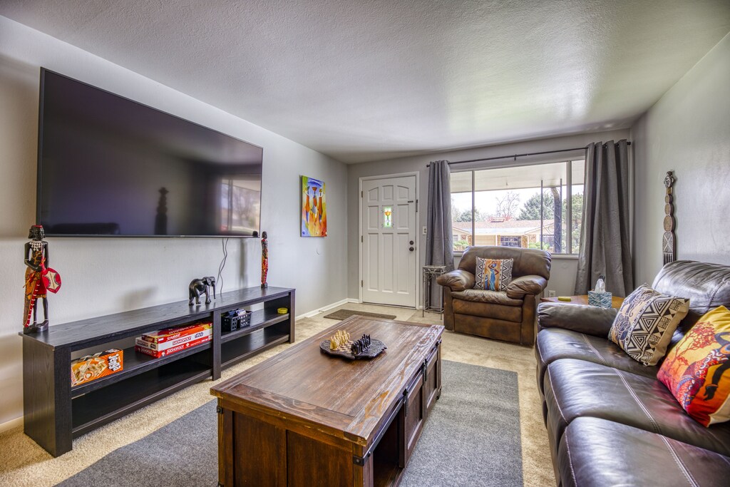 We provide Sony Smart screen TVs with multiple streaming apps. 75" in this suite.