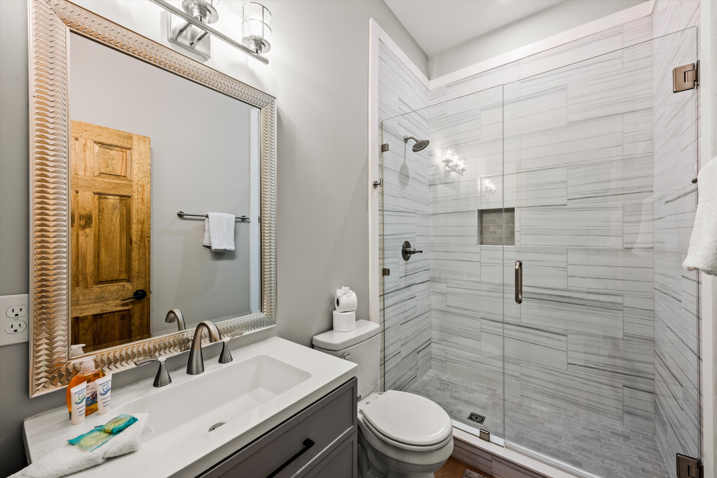 Our layout is designed for effortless transitions, featuring a conveniently located bathroom just steps away from the indoor pool.