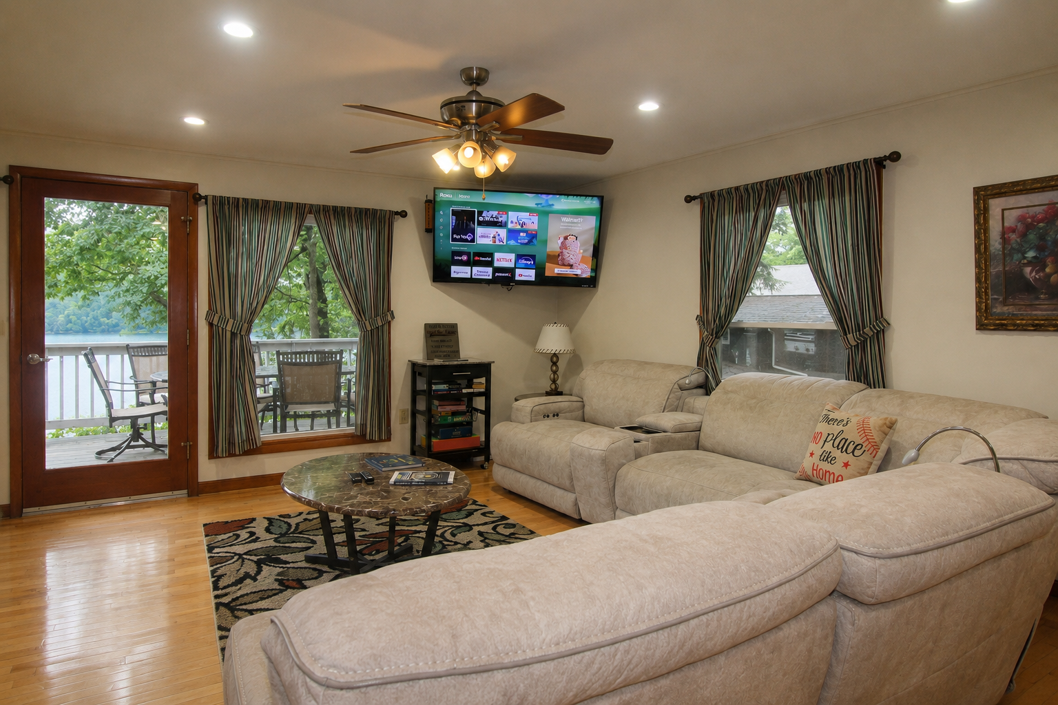 60" or larger flat screen Roku TV in the living room.  Bring your favorite streaming apps for all your viewing pleasure