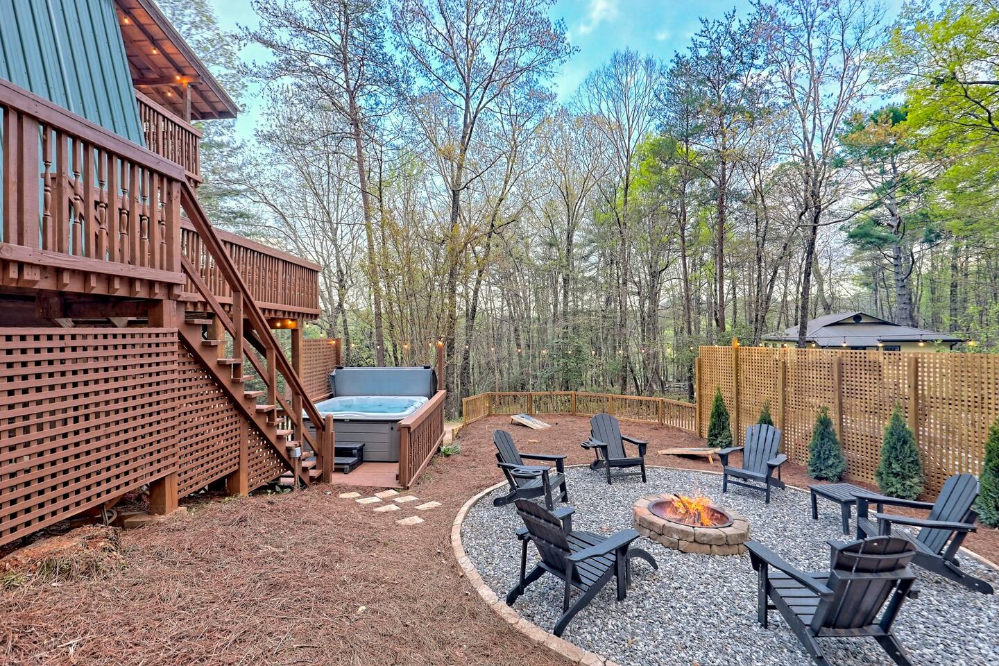 Fire Pit and Hot Tub area
