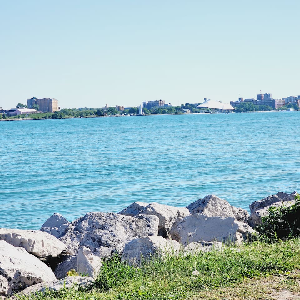 Riverwalk close to the Detroit River