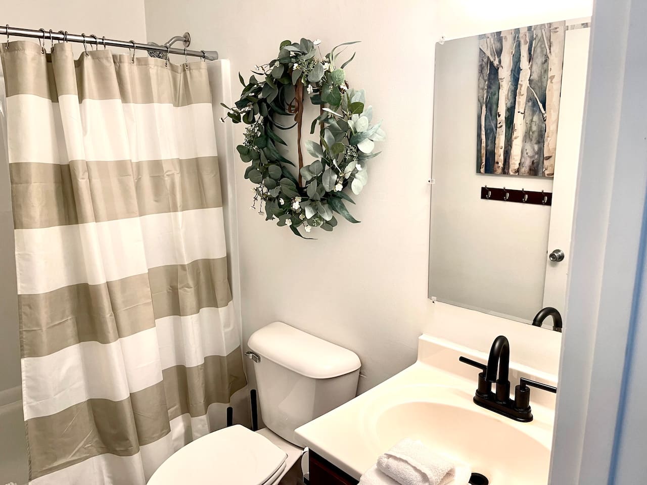 Full bathroom with tub and shower