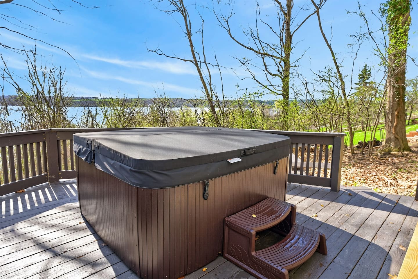 Relax in your private hot tub with beautiful Canandaigua Lake views