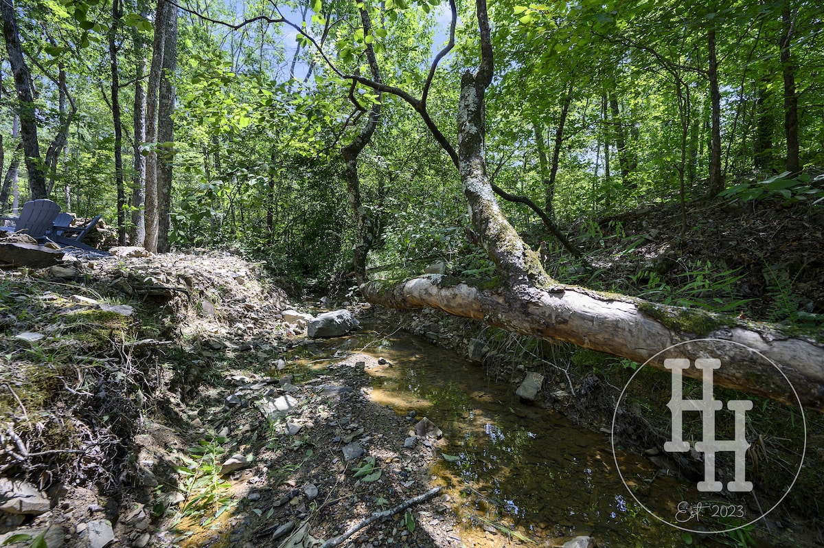 Watch the kids play in the creek from the fire pit chairs.