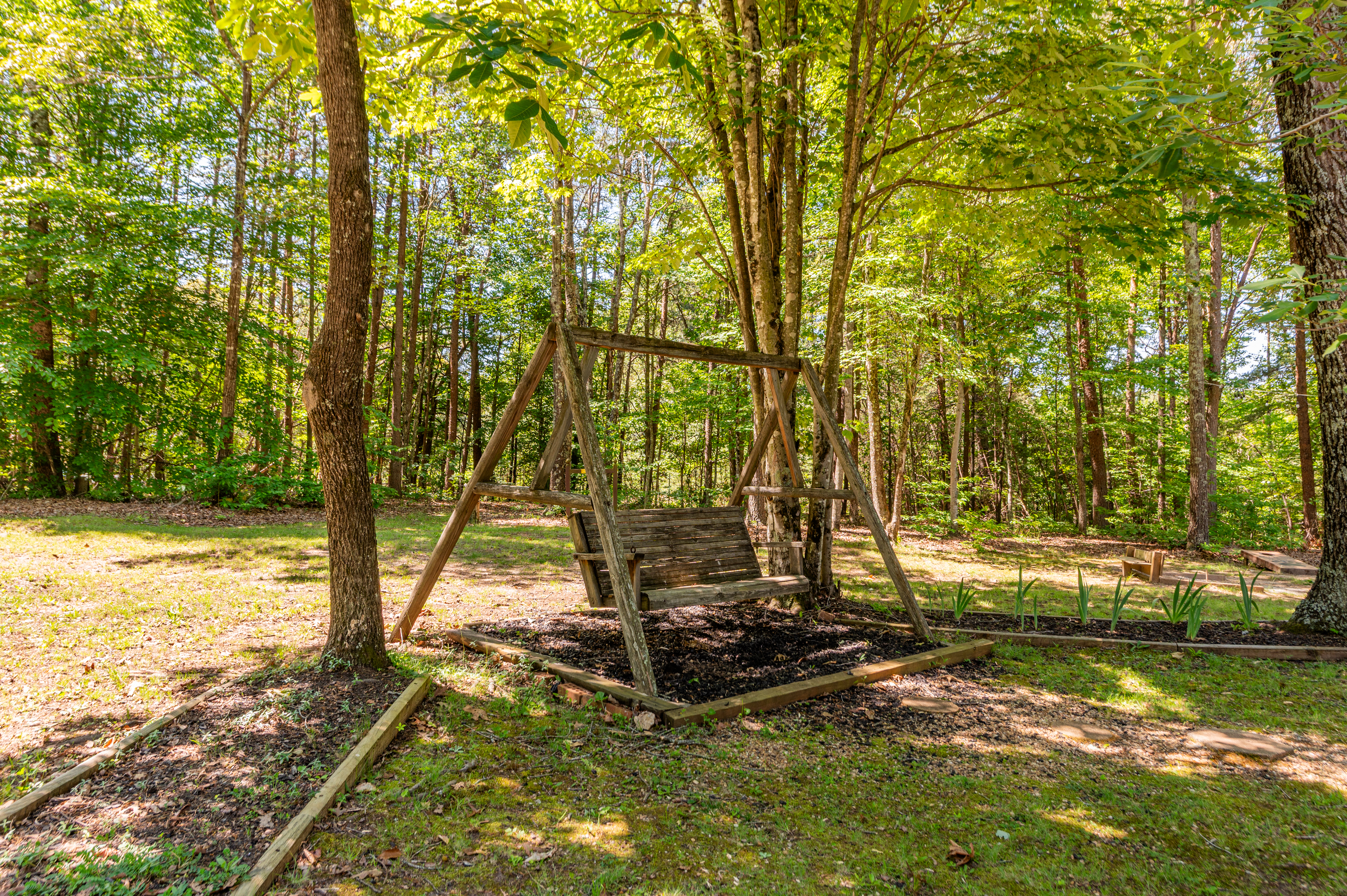 Outdoor Retreat: Swing away your worries surrounded by serene Virginia woods! Perfect for relaxation.
