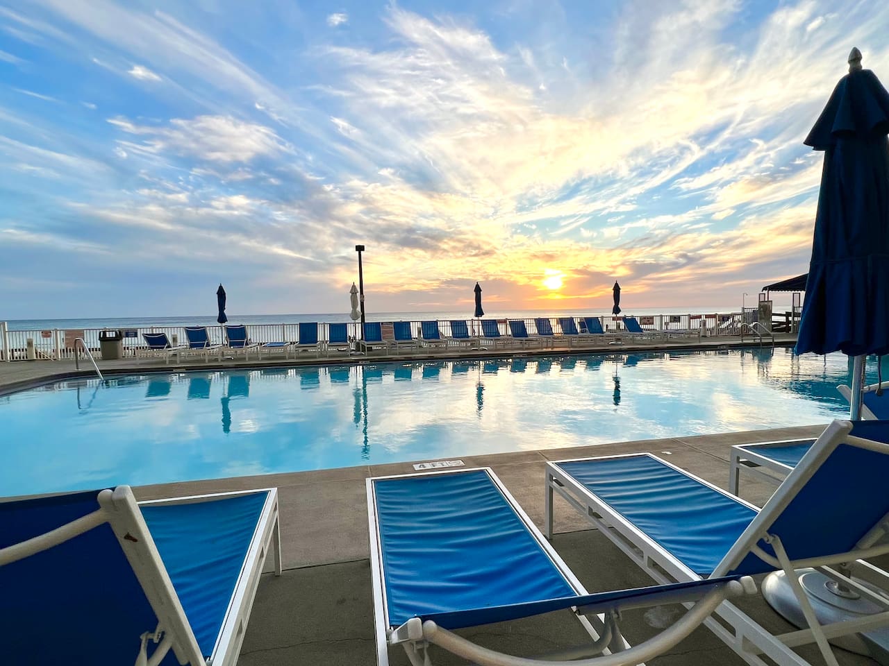 1 of 2 large, heated, beach side pools.