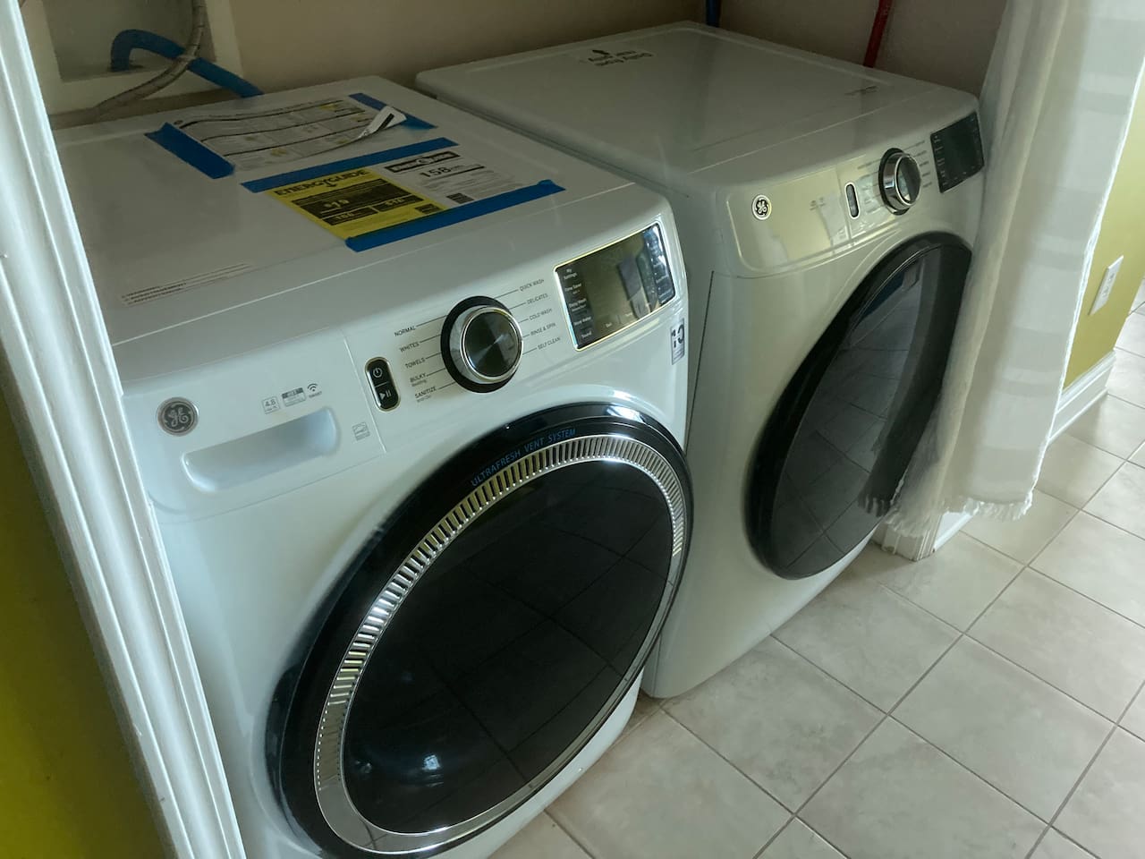Over size washer and dryer in unit.