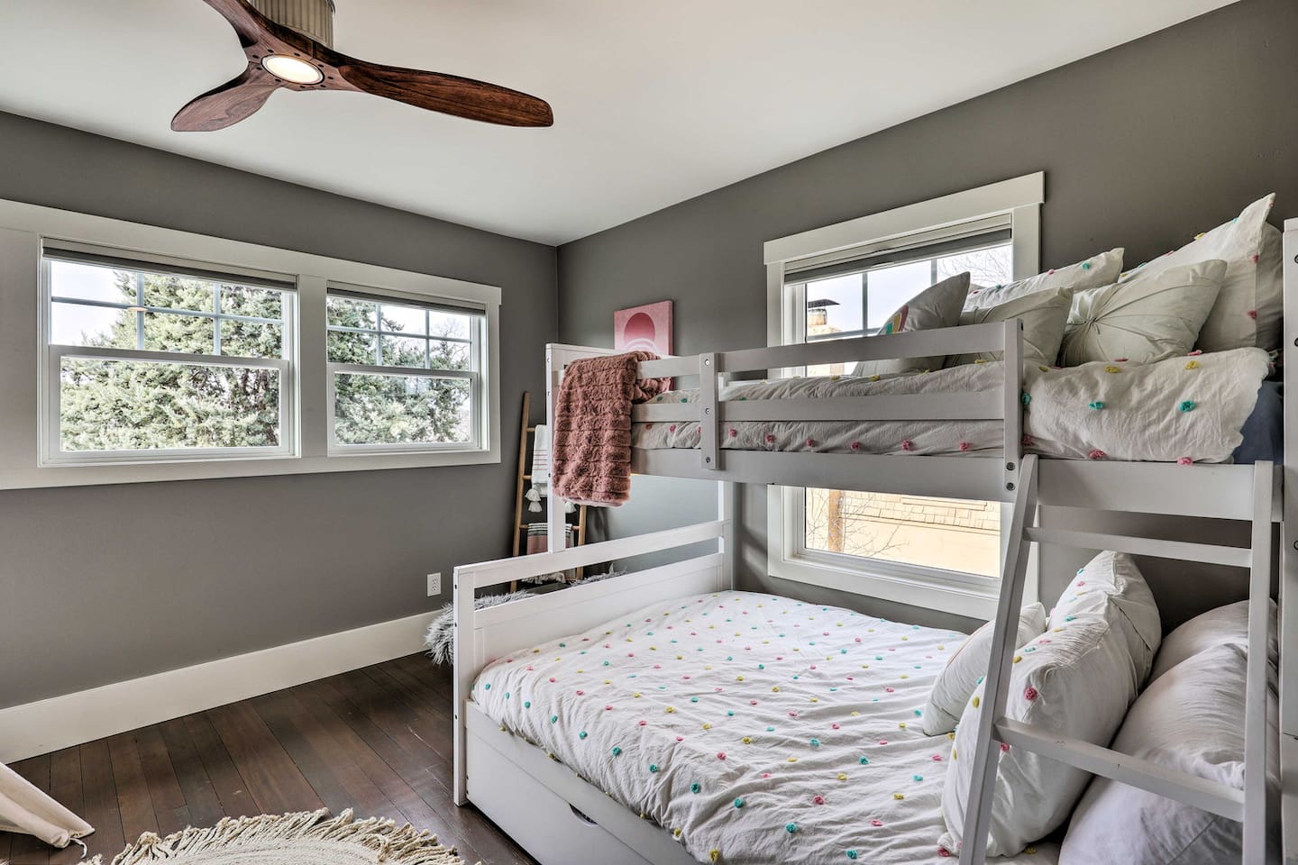 A fun, colorful space built for sleepovers, with bunks that make bedtime an adventure.
