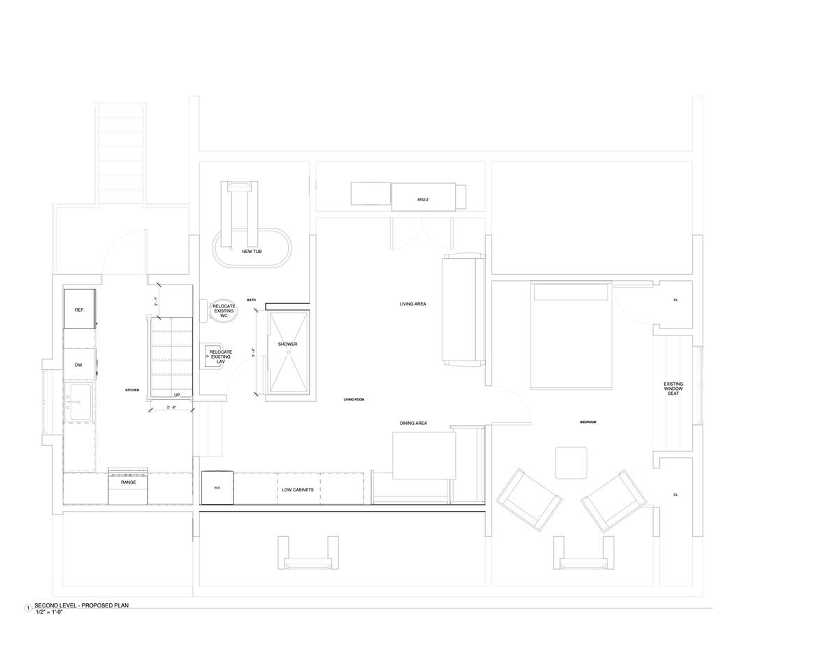 If you are looking for additional space then this is the guest house floor-plan of the additional rental that is available on property. This is the top floor of guest house. The lower level has an entry foyer, mudroom & laundry below the kitchen. 