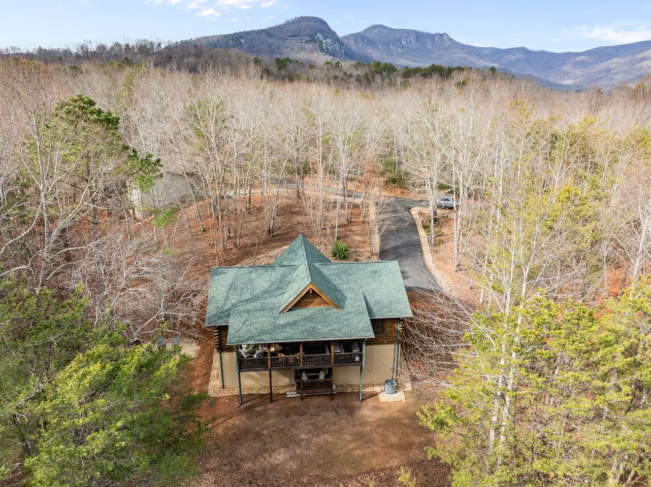 Upper drone view of the cabin