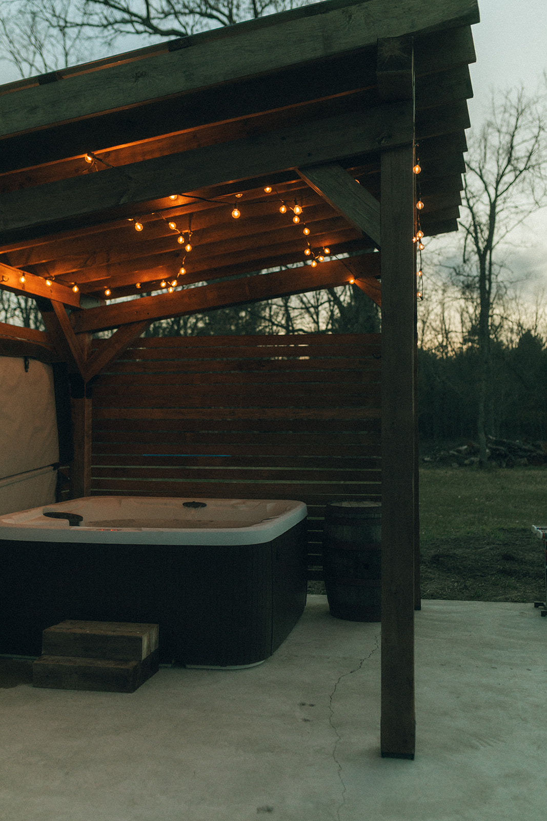 Hot tub area on patio