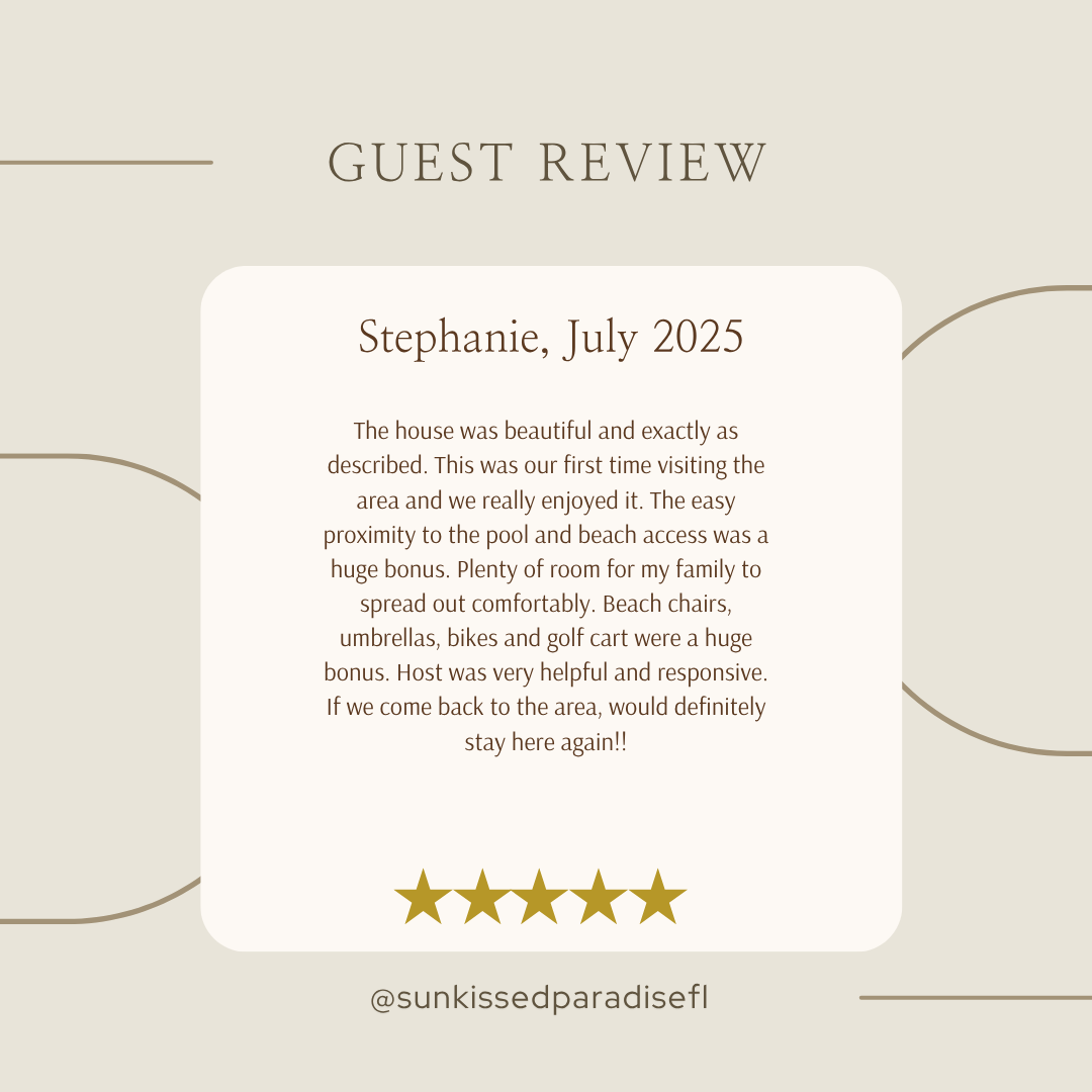 Sharing a 5-star review from one of our guests who stayed in July 2025